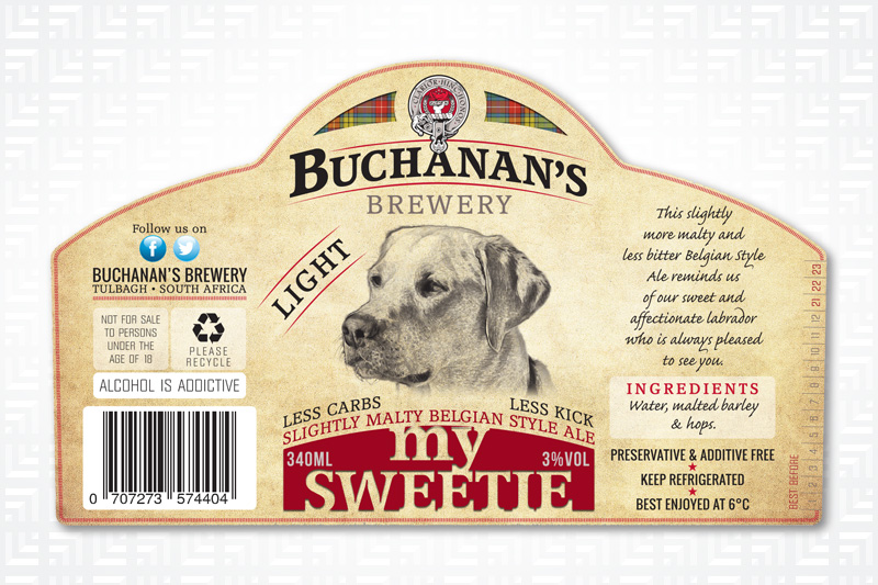 Buchanans Brewery My Sweetie Light Beer Label 3
